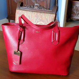 Polo Ralph Lauren leather handbag red